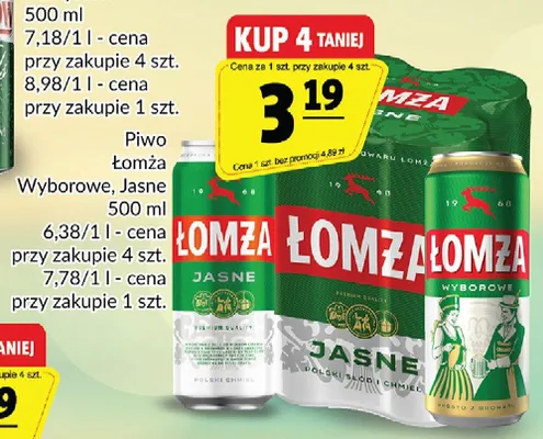 Piwo Łomża Jasne promocja w Prim Market