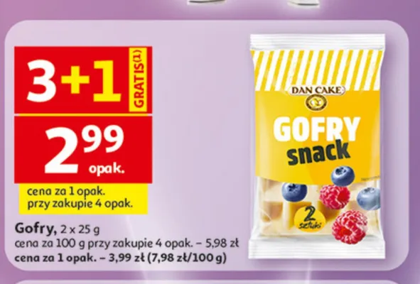 Gofry snack Dan Cake 2-pak 25g promocja w Auchan