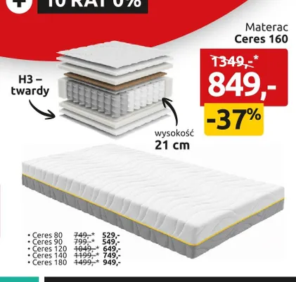 Materac Ceres 140 promocja w Black Red White