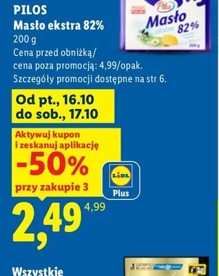 Masło ekstra Pilos 82% promocja w Lidl