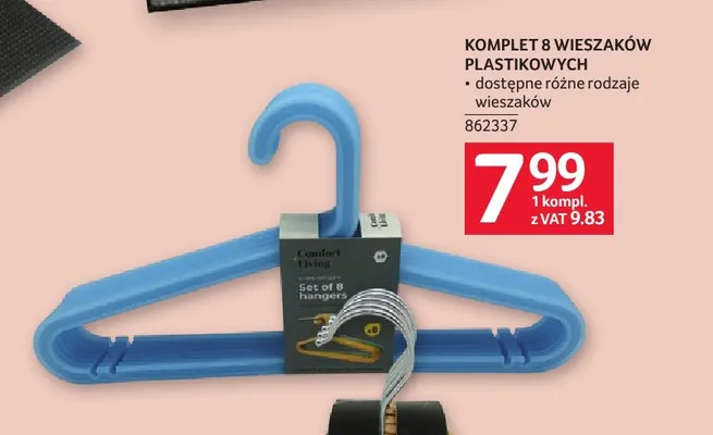 Komplet 8 wieszaków plastikowych Comfort Living promocja w Selgros
