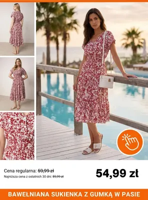 Sukienka bawełniana z gumką w pasie Born2be promocja w Born2be