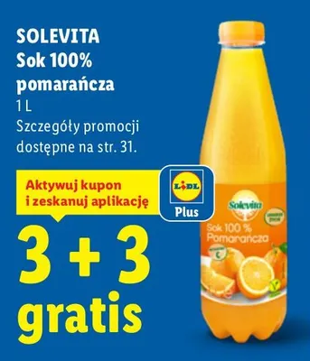 Sok 100% pomarańcza promocja w Lidl