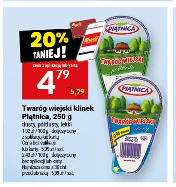 Twaróg wiejski klinek półtłusty Piątnica promocja w Twój Market