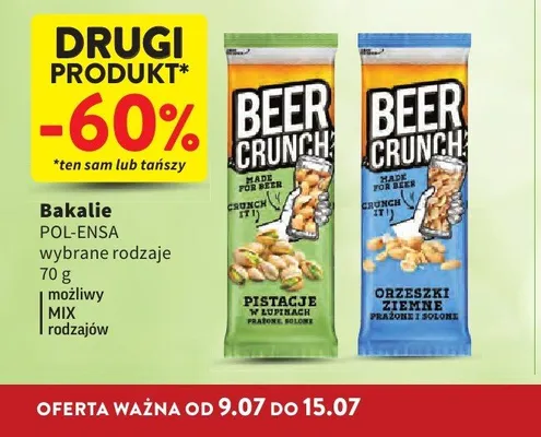 Orzeszki ziemne prażone i solone Beer Crunch Pol-Ensa promocja w Intermarche