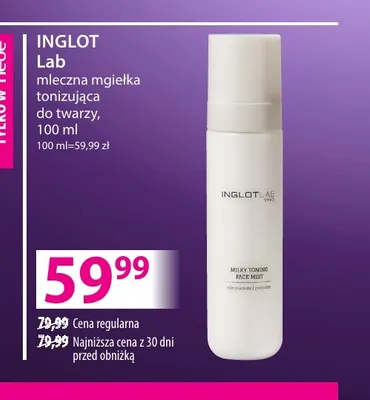 Mleczna mgiełka tonizująca do twarzy Lab Inglot promocja w Hebe