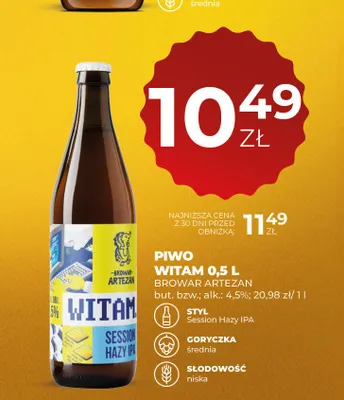 Piwo Witam Artezan promocja w Duży Ben