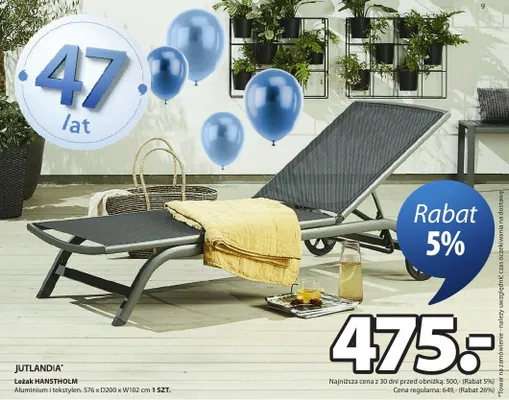 Leżak HANSTHOLM promocja w Jysk
