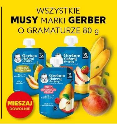 Musy naturalne dla dzieci gruszka banan śliwka promocja w Kaufland