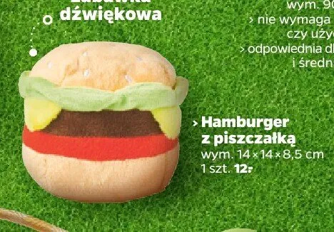 Zabawka dla psa Hamburger z piszczałką promocja w Netto