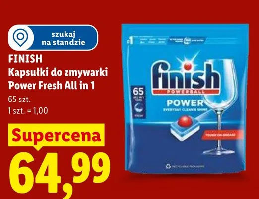 Kapsułki do zmywarki Finish Power Fresh All in 1 promocja w Lidl