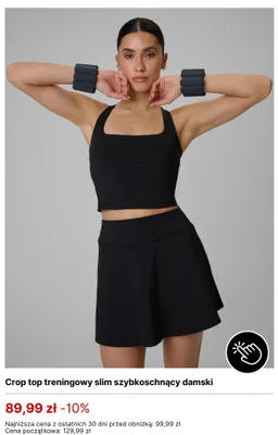Crop top treningowy slim szybkoschnący damski promocja w 4F