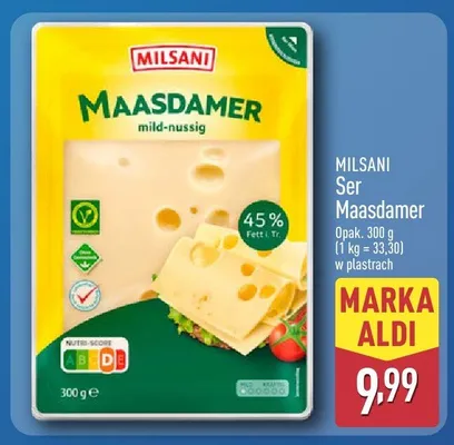 Ser Maasdamer w plastrach promocja w Aldi