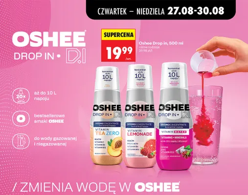 Koncentrat napoju Oshee Drop In Vitamin Water Red Grape-Dragonfruit promocja w Biedronka