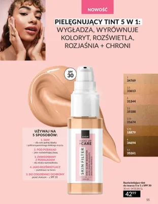 Rozświetlający tint do twarzy 5 w 1 Avon Skin Filter SPF 30 promocja w AVON