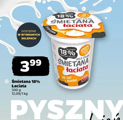 Śmietana Łaciata 18% promocja w Netto
