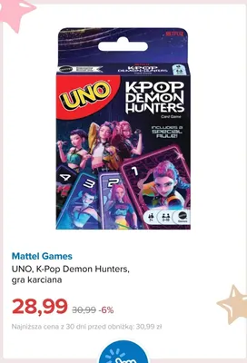 Gra karciana UNO K-Pop Demon Hunters Mattel Games promocja w Smyk