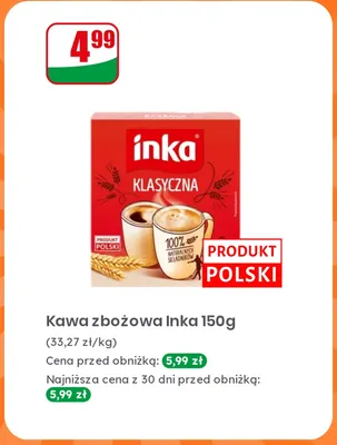 Kawa rozpuszczalna zbożowa Inka promocja w Dino
