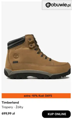 Trapery żółte Timberland promocja w eobuwie.pl