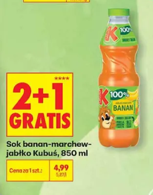 Sok banan-marchew-jabłko Kubuś 100% promocja w Biedronka