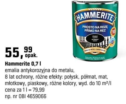 Hammerite emalia antykorozyjna 0,7 l promocja w OBI