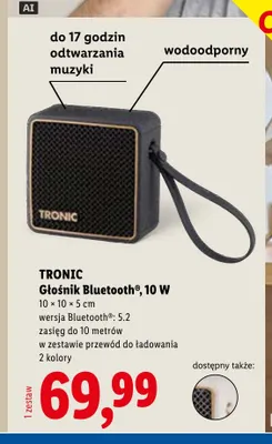 Głośnik Bluetooth Tronic 10W 10x10x5 cm wodoodporny promocja w Lidl