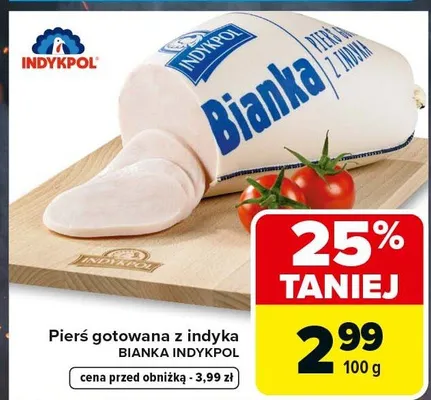 Pierś gotowana z indyka Bianka Indykpol promocja w Carrefour Market