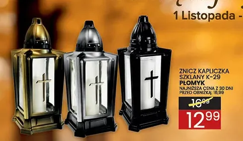 Znicz kapliczka szklany K-29 Płomyk promocja w Wafelek