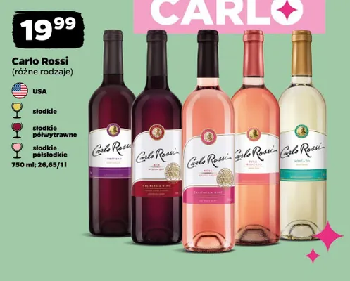 Wino Carlo Rossi Rosé słodkie półwytrawne promocja w Netto