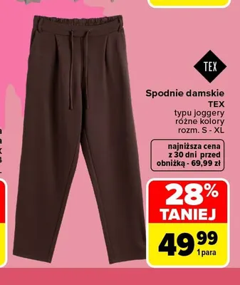 Spodnie damskie TEX typu joggery promocja w Carrefour