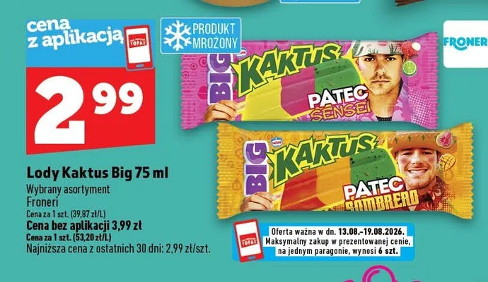 Lody Kaktus Big promocja w TOPAZ