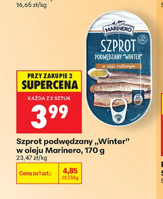 Szprot podwędzany Winter w oleju Marinero promocja w Biedronka