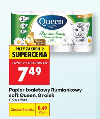 Papier toaletowy Rumiankowy soft Queen promocja w Biedronka