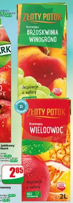 Napój niegazowany wieloowocowy Złoty Potok promocja w Dino