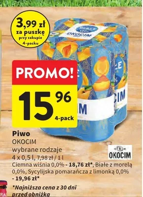 Piwo Okocim Ciemna Wiśnia 0,0% 4-pak 500ml promocja w Intermarche