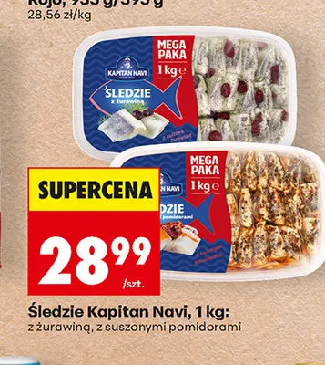 Śledzie Kapitan Navi z suszonymi pomidorami promocja w Biedronka