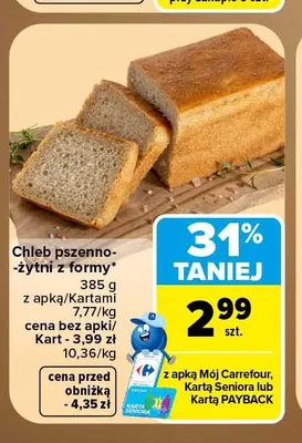 Chleb pszenno-żytni z formy promocja w Carrefour