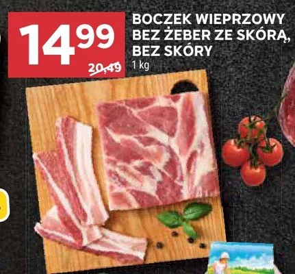 Boczek wieprzowy bez żeber ze skórą, bez skóry promocja w Stokrotka