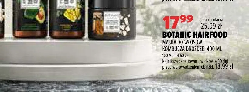 Maska do włosów Botanic Hairfood kombucza drożdże promocja w Drogerie Natura
