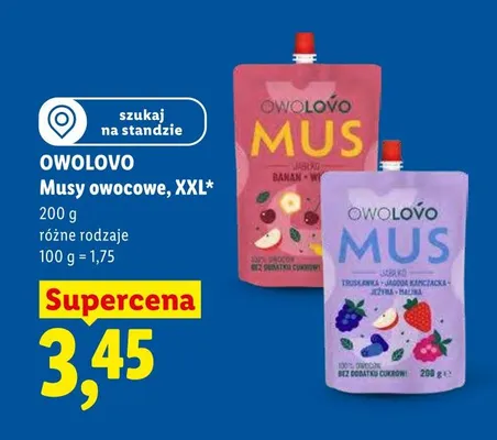Mus owocowy Owolovo XXL promocja w Lidl