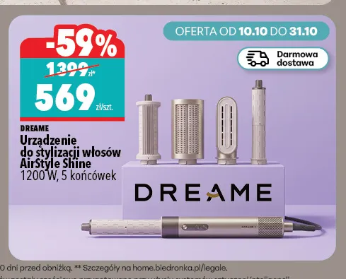 Urządzenie do stylizacji włosów AirStyle Shine 5 końcówek Dreame promocja w Biedronka Home