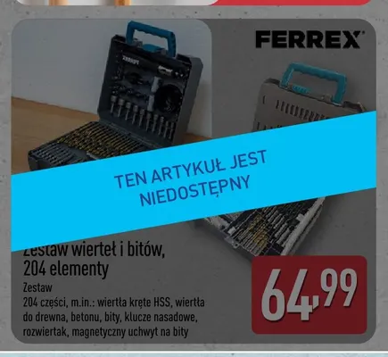 Zestaw wierteł i bitów 204 elementy Ferrex promocja w Aldi