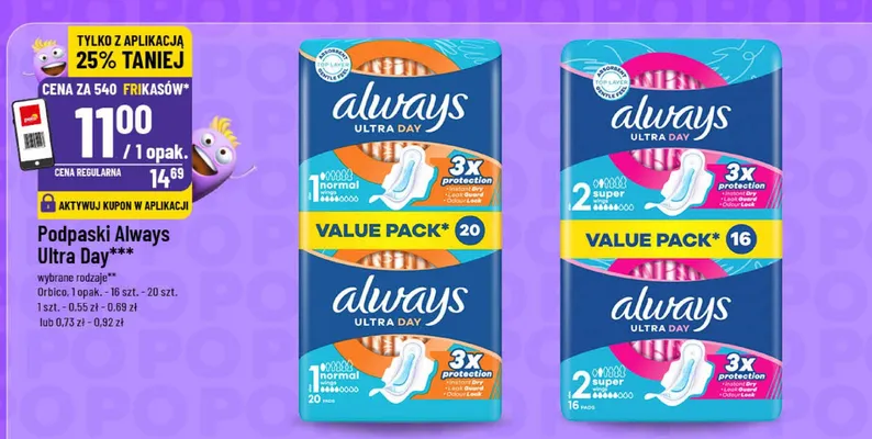 Podpaski Always Ultra Day promocja w POLOmarket