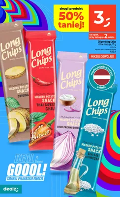 Chipsy Long Chips Sea Salt & Vinegar promocja w Dealz