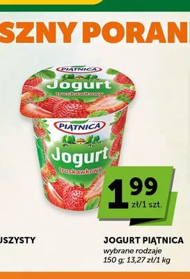Jogurt truskawkowy Piątnica promocja w Euro Sklep