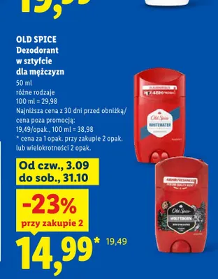 Dezodorant w sztyfcie dla mężczyzn Old Spice Wolfthorn promocja w Lidl