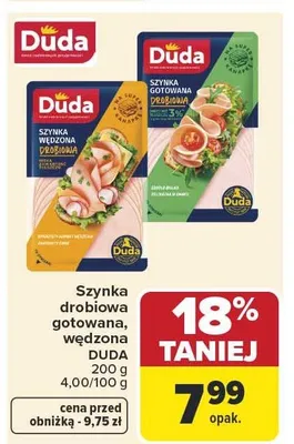 Szynka drobiowa gotowana wędzona Duda promocja w Carrefour