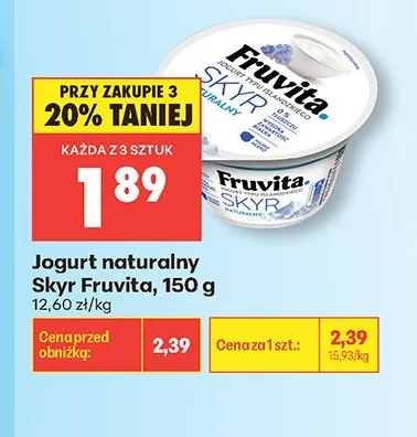 Jogurt naturalny Skyr Fruvita promocja w Biedronka