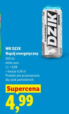 Napój energetyczny WK Dzik White Zero promocja w Lidl