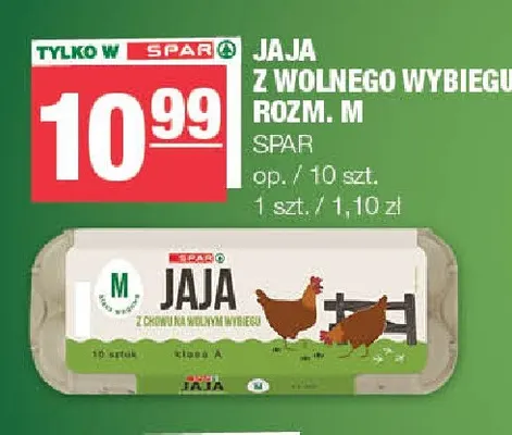 Jajka kurze z wolnego wybiegu rozm. M Spar promocja w SPAR